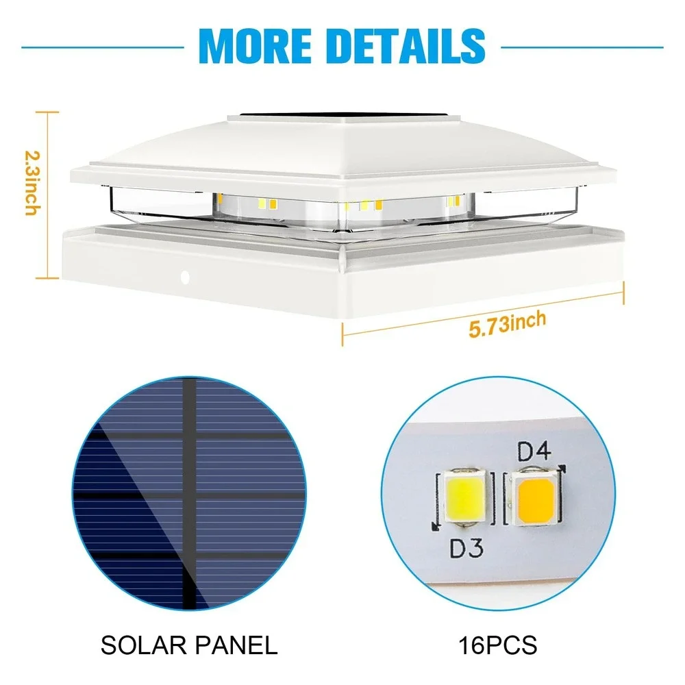 VOLISUN Solar Post Cap Lights 12 Pack White Warm White LED Fence Deck Outdoor